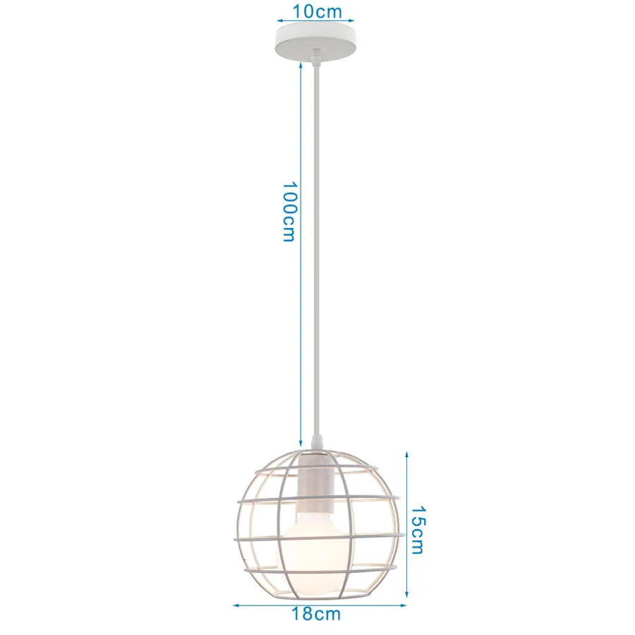 Decorbites™ Industrielles Vintage Weißes Schmiedeeisernes Käfig-Pendant-Licht für Wohnzimmer Schlafzimmer Esszimmer Loft