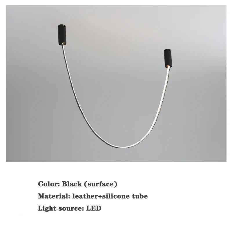 Decorbites™ Leder Leuchtende Linien Kronleuchter | Moderner Minimalistischer Duplex Esszimmer Büro Kunst Luxus Lampe