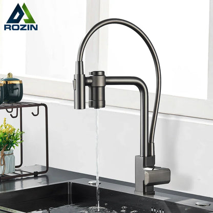 Decorbites™ Gewehrgrau gefilterter Wasser-Küchenarmatur mit herausziehbarem Sprühkopf