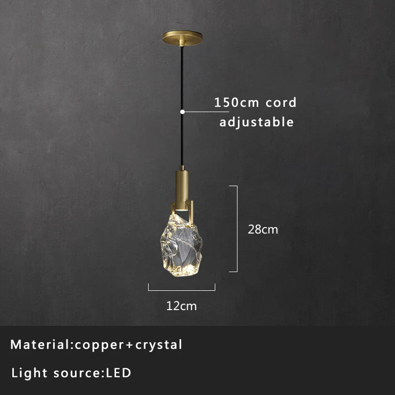 DecorBites™ Crystal Copper Pendant Lights Gold Home Decor Glass Hanging Lamp