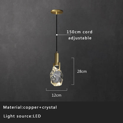 DecorBites™ Crystal Copper Pendant Lights Gold Home Decor Glass Hanging Lamp
