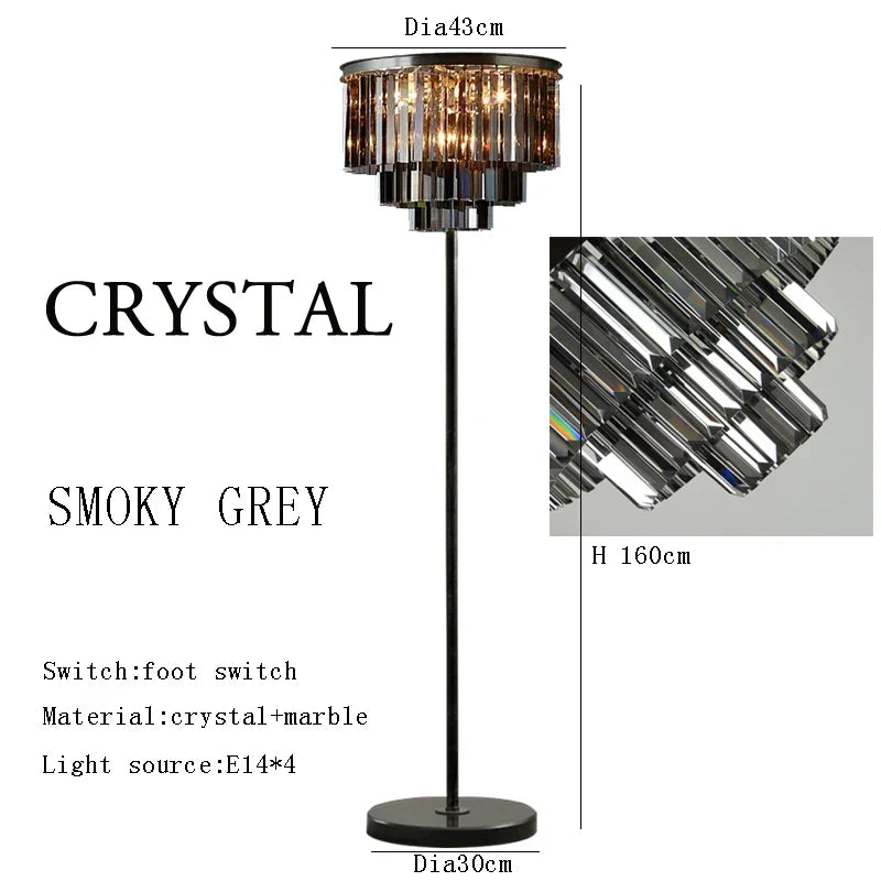 Decorbites™ Grauer Kristall Schwarze Stehlampe - Moderne Luxus-Klassik Wohnzimmer-Dekoration