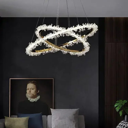 Decorbites™ Golden Round Crystal Chandelier | Nordischer Luxus-LED-Halo-Lüster für das Wohnzimmer