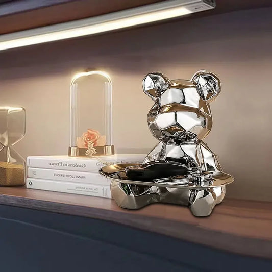 Decorbites™ Geometrische Bären-Sparschwein-Schlüsselablage Kosmetik-Bücherregal-Statue & Aufbewahrungsbox