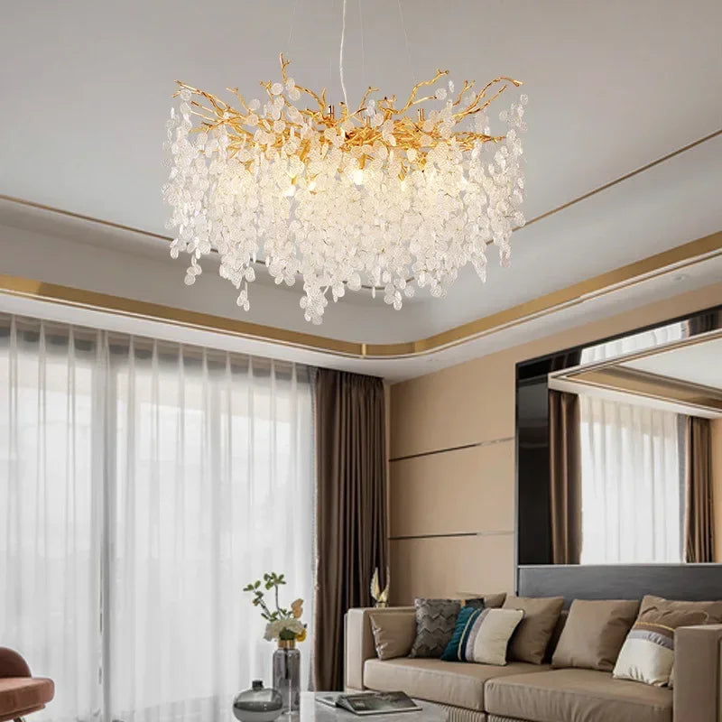 DecorBites™ Gold Chandelier Glass Pendant Lamp for Home Decor - Modern Luxury Lighting