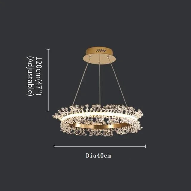 Decorbites™ Kristall-Gold-Ring-LED-Kronleuchter für die Heimdekoration im luxuriösen Wohnzimmer, Esszimmer und Schlafzimmer