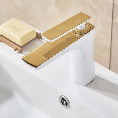 Decorbites™ Waschtischarmatur: Schwarz/Weiß Messing-Mischbatterie, Badezimmer-Waschbecken-Wasserhahn, Warm & Kalt.