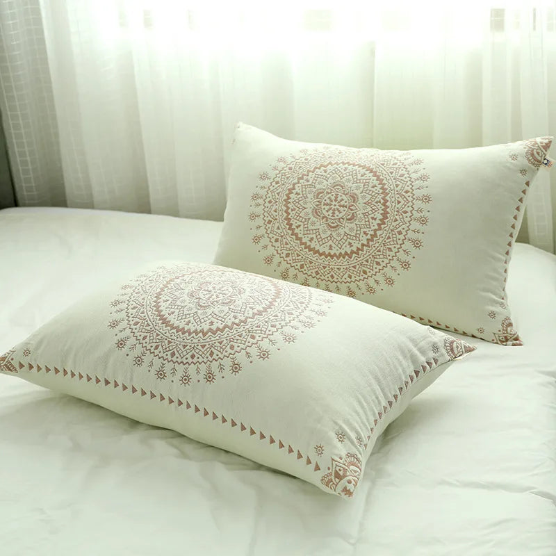Decorbites™ Japanische Baumwoll-Einzelbettüberwurf mit Kissenhandtuch - Design mit Blumen und Vögeln