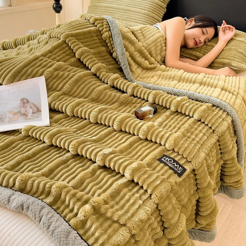 DecorBites™ Cozy Faux Rabbit Plush Blanket, Nordic Style, Thick & Warm, Super Soft Nap Shawl