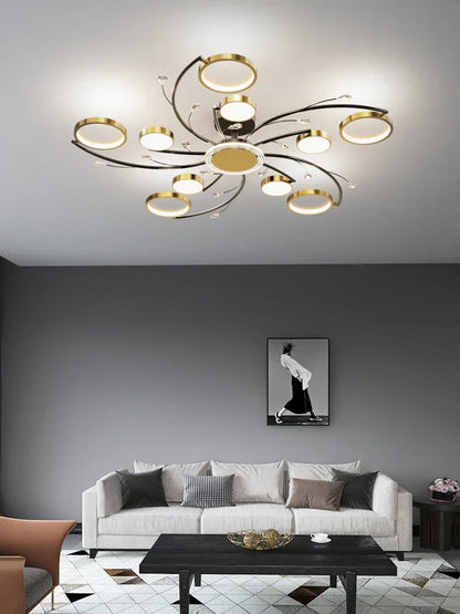 Decorbites™ Gold-Aluminium-LED-Kronleuchter mit K9-Kristall, Luxus-Pendantleuchten für die Hausdekoration