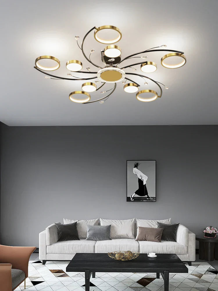 Gold Crystal LED Chandelier K9 12-Head
