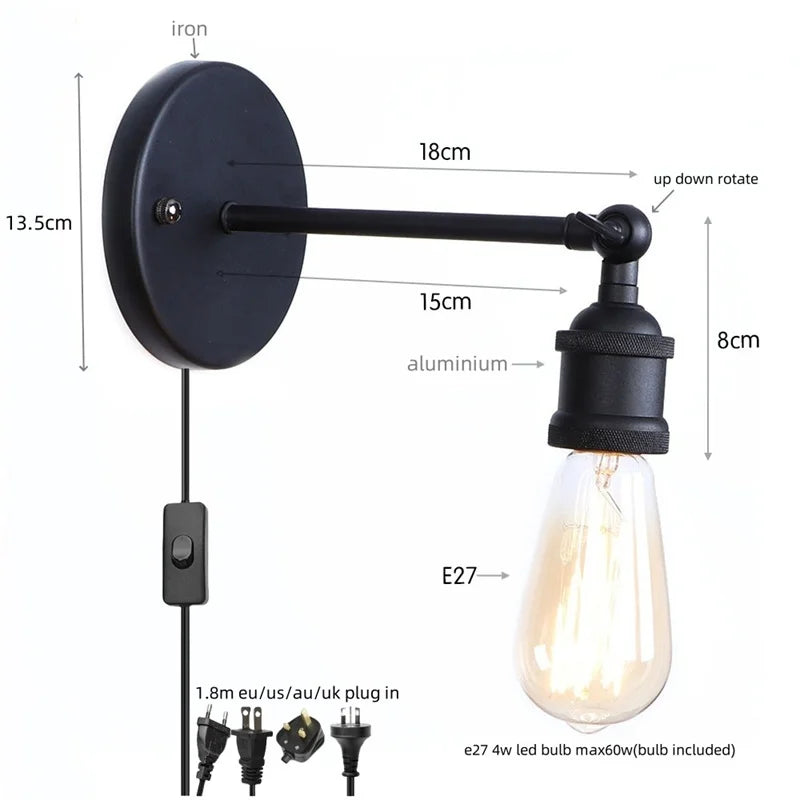 Decorbites™ LED-Wandleuchten Badezimmerspiegel Treppenleuchte Industrie Vintage Wandlampe
