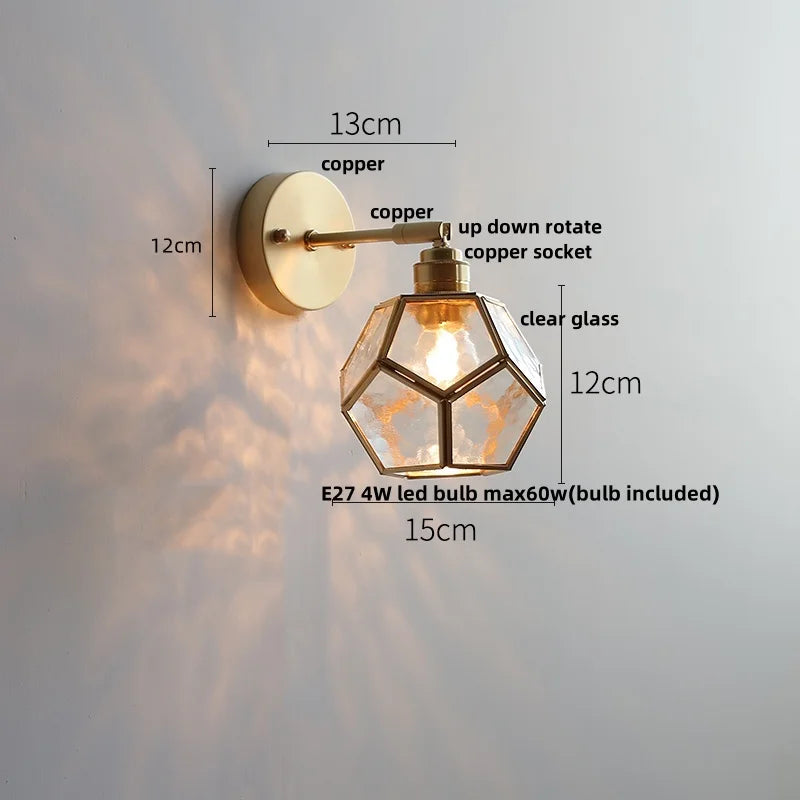 Decorbites™ Japanischer Stil LED-Wandleuchte mit klarem Glas und Zugschalter Nachttischlampe