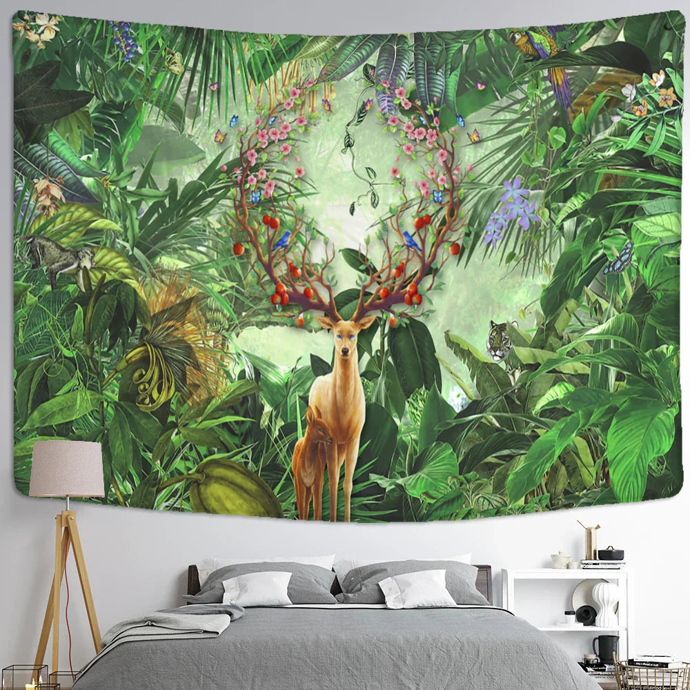 Decorbites™ Elch-Teppich Wandbehang Mystischer Sternenhimmel Wohnraumdekoration