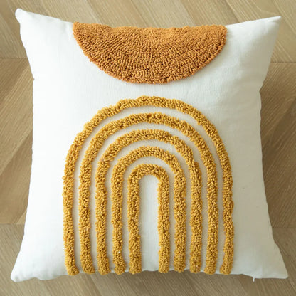 DecorBites™ Geometric Tufted Embroidered Cotton Canvas Cushion Cover 45*45cm