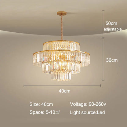 Decorbites™ Goldener Kristall-Leuchter-Hängelampe für luxuriöses Wohnzimmer, Esszimmer, Schlafzimmer