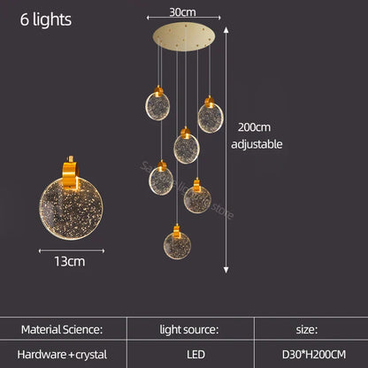 DecorBites™ Crystal LED Stair Slinglight for Nordic Living Room, Villa, and Restaurant