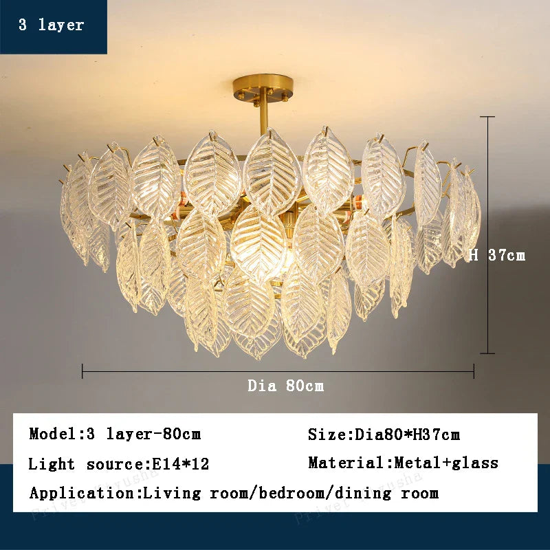 Luxury Leaf Glass Chandelier