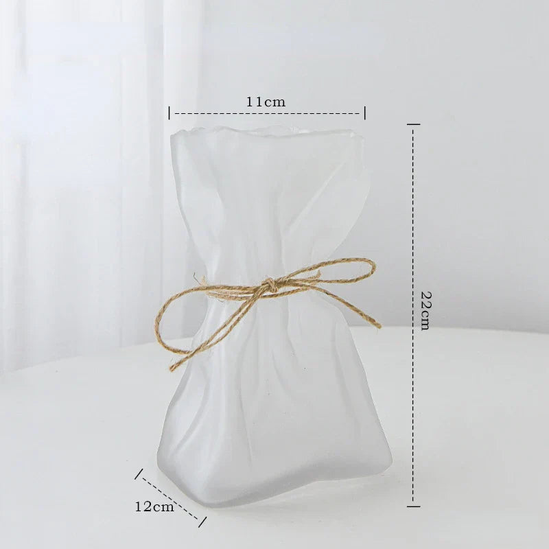 DecorBites™ Clear Glass Vase Irregularly Folded Handicraft Ornaments Hydroponic Flower Vases