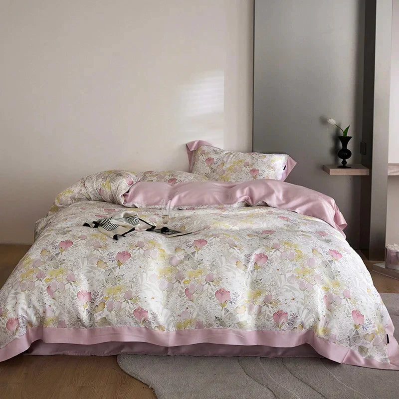 DecorBites™ Eucalyptus Fiber Bedding Set: Duvet Cover, Bed Sheet, Fitted Sheet, Pillowcases