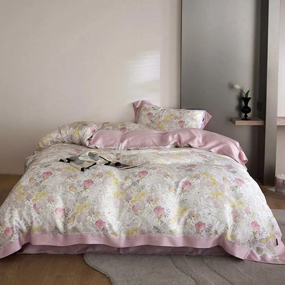 DecorBites™ Eucalyptus Fiber Bedding Set: Duvet Cover, Bed Sheet, Fitted Sheet, Pillowcases
