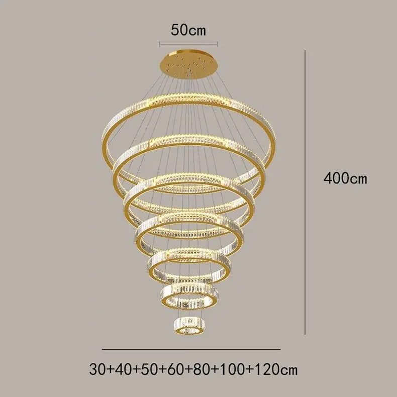 Decorbites™ Kristall-Runder Kronleuchter: Elegante Treppen-Pendantleuchte für luxuriöse Heimdekoration