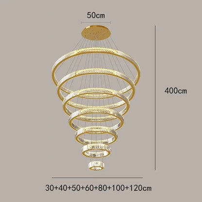Decorbites™ Kristall-Runder Kronleuchter: Elegante Treppen-Pendantleuchte für luxuriöse Heimdekoration