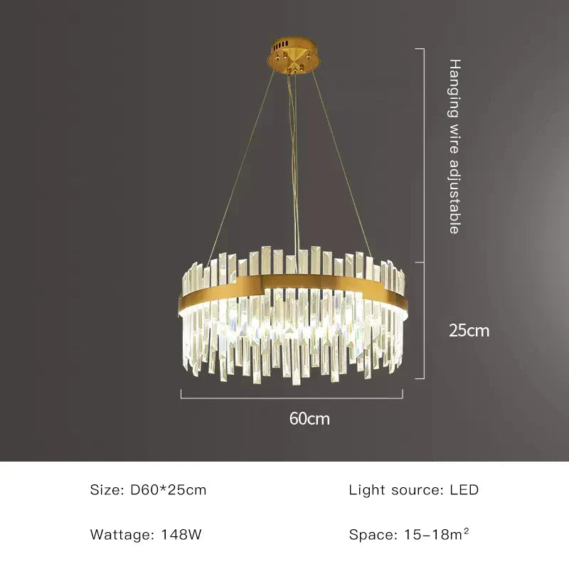 DecorBites™ Gold Full Spectrum Crystal Chandelier for Living, Dining & Bedroom