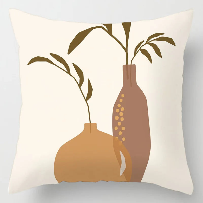 DecorBites™ Geometric Leaves Print Cushion Cover for Home Decor and Comfort