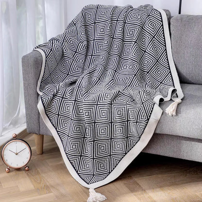 Decorbites™ Geometrische Fransen-Decke - Nordischer Stil Sofawurf und Boho-Dekor-Teppich