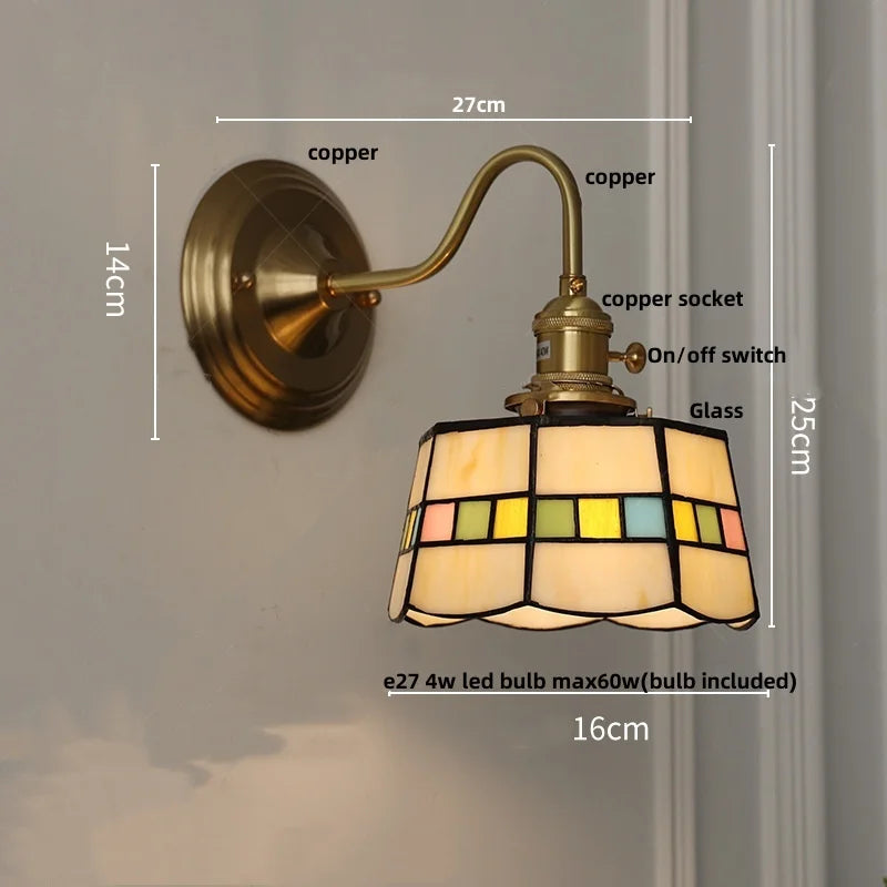 Decorbites™ Würfel-LED-Wandleuchte Wandlampe Wohn- Esszimmer Kupfer Glas Vintage E27 Spiegel-Licht