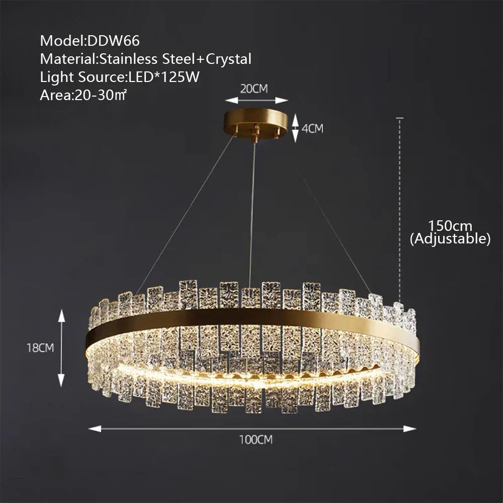 Decorbites™ Kristall-LED-Kronleuchter: Gold/Schwarz Luxus-Hängeleuchte für das Zuhause