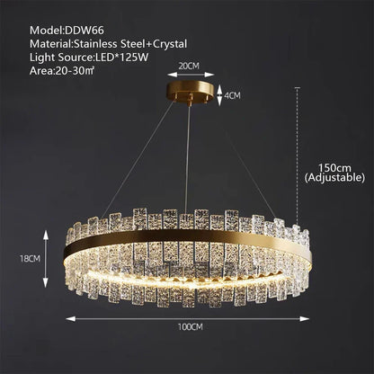Decorbites™ Kristall-LED-Kronleuchter: Gold/Schwarz Luxus-Hängeleuchte für das Zuhause