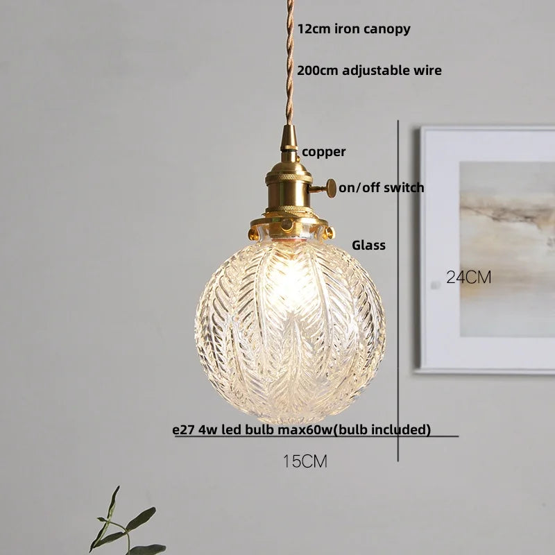 Brass Glass Pendant Light With Clear Shade Dining