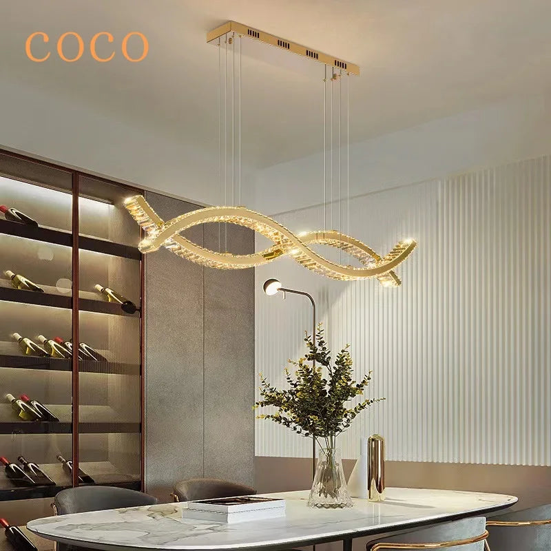 Decorbites™ Kristall-Streifen-Kronleuchter: Modernes minimalistisches Deckenlicht für künstlerische Innenraumbeleuchtung
