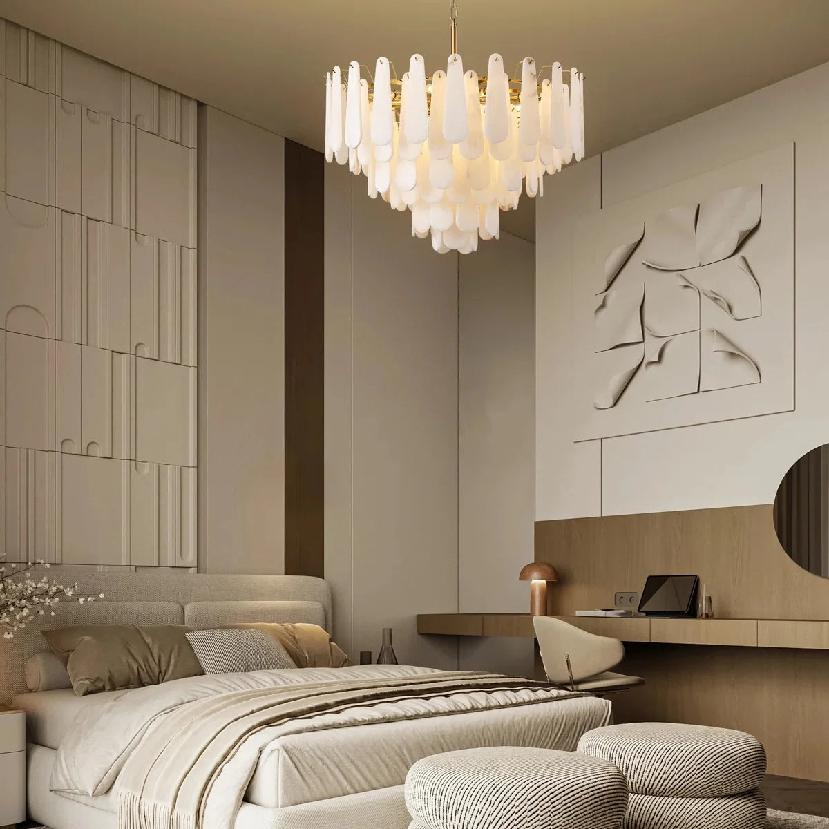 Französisches Marmor-Hängeleuchte Modern Kupfer E14 LED Wassertropfen-Kronleuchter für Wohnzimmer Esszimmer Schlafzimmer Heimdekoration Leuchten