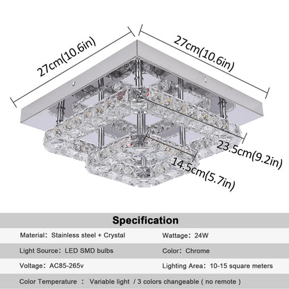 DecorBites™ Crystal LED Square Chandelier Ceiling Lamp for Bedroom Living Room Home Decor