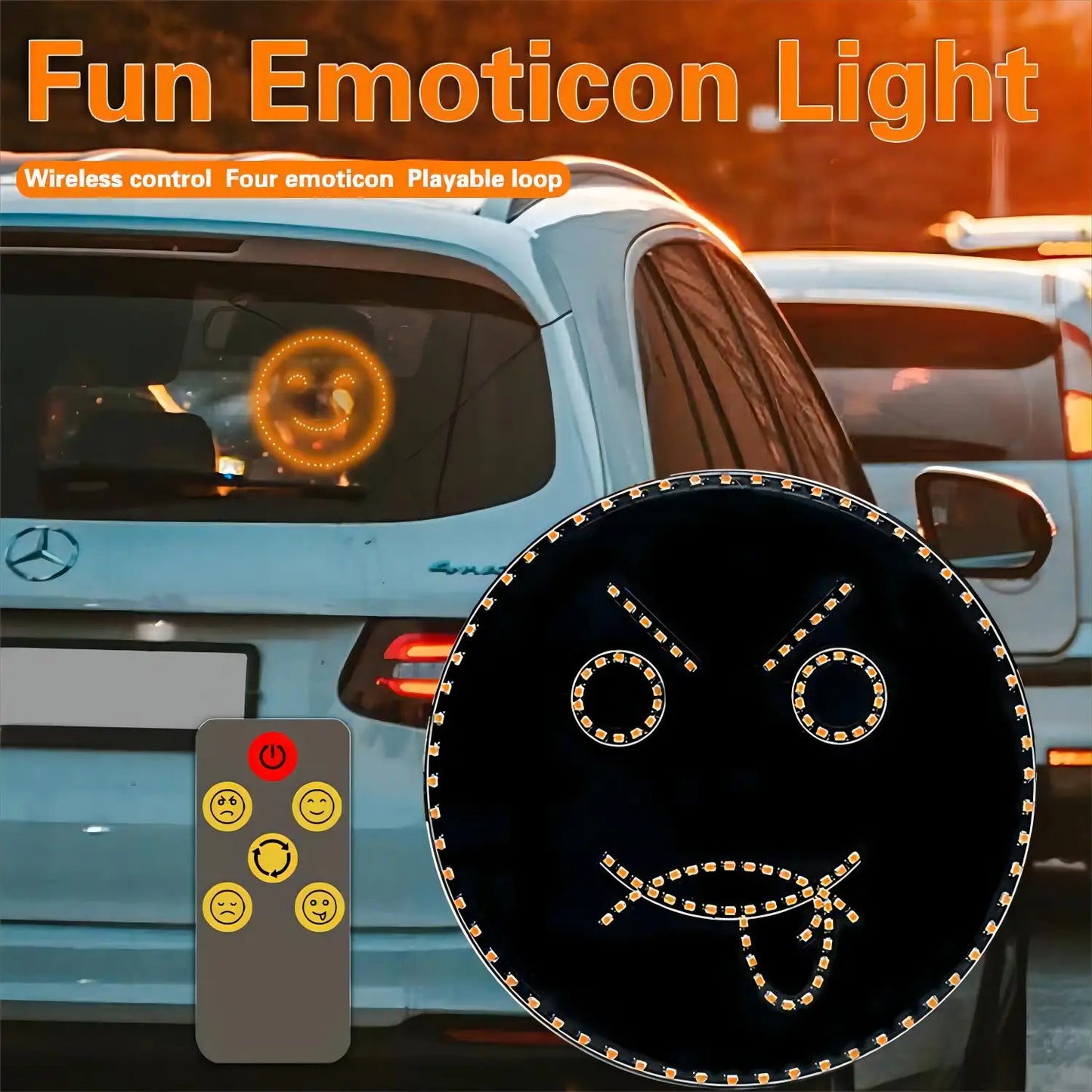 Decorbites™ Lustiges Emoticon-LED-Schild mit Fernbedienung für die Rückscheibe des Autos