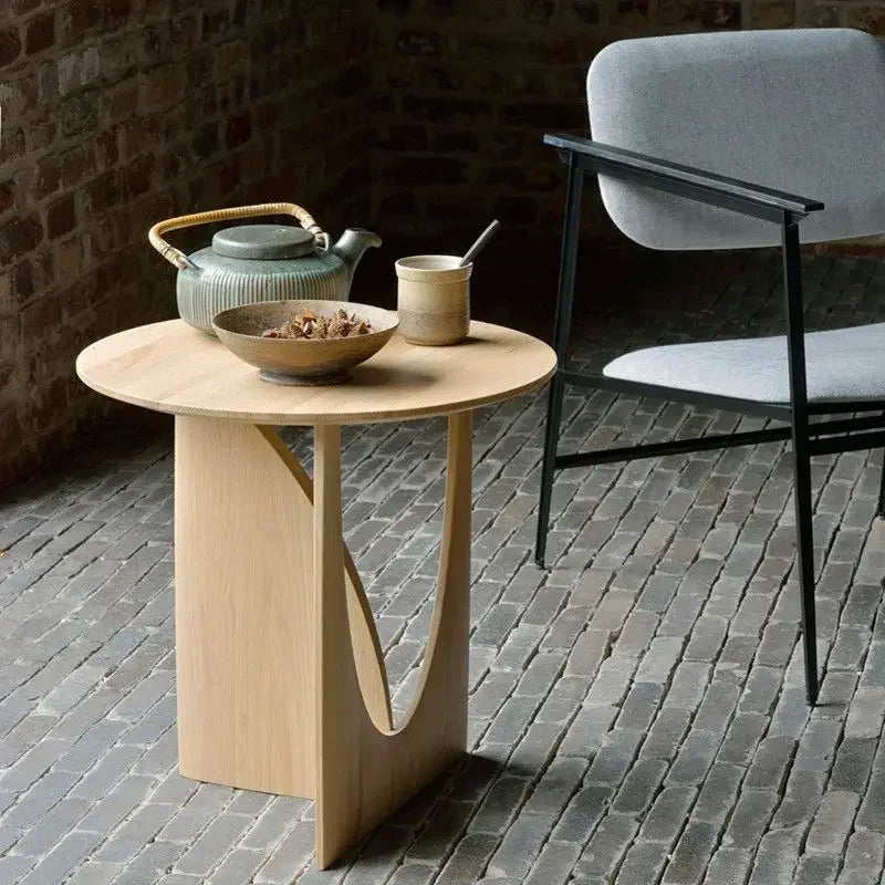 Decorbites™ Rundes Walnussholz Couchtisch für das Wohnzimmer mit solidem nordischem Design