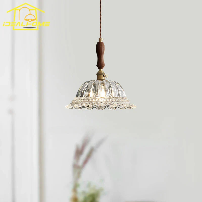 Decorbites™ Französische Ins-Walnuss-Messing-Glas-Hängeleuchten LED E27 für Kücheninsel Restaurant
