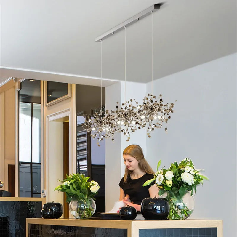 Decorbites™ Blatt-Sequinen-Deckenleuchter für modernes Wohnzimmer, Restaurant, Bar oder Esstisch