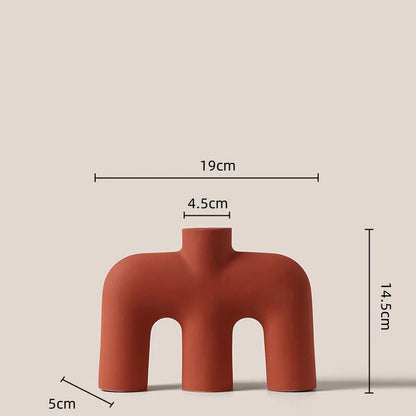 Decorbites™ Geometrische Keramikvase: Ausgehöhlte Buchstaben Blumenarrangement Wohnraumausstattung