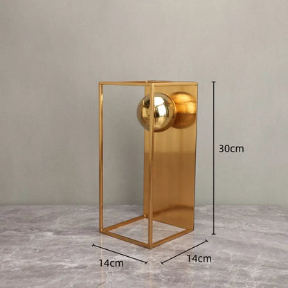 DecorBites™ Geometric Gold Frame Sculpture Decorative Figurines Metal Home Decor