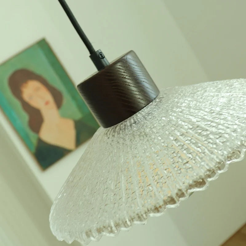Decorbites™ Japan-Stil Holz-LED-Pendantleuchte mit klarem Glas, höhenverstellbare Hängeleuchte