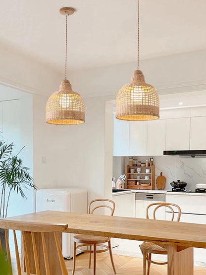 Decorbites™ Bambus-Pendantlampen im handgefertigten natürlichen Wabi-Sabi-Stil für Zuhause, Esszimmer, Bartheke