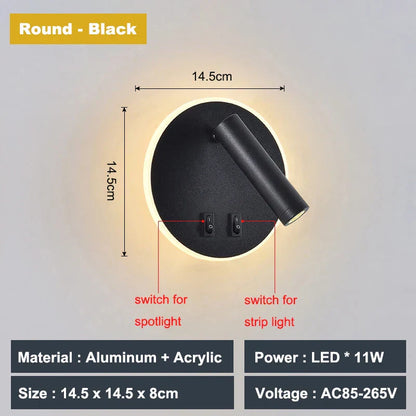 Decorbites™ verstellbare 10W Wandleuchte mit Schalter – Hotel, Schlafzimmer, Studierzimmer, Lesen