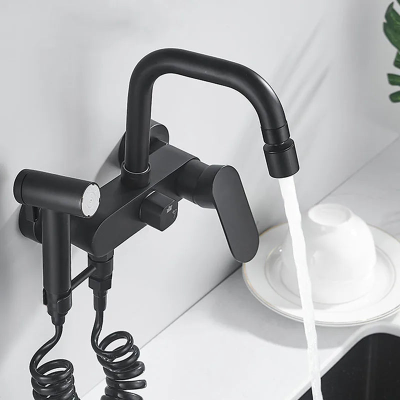 Matte Black Kitchen Faucet Wall Mounted