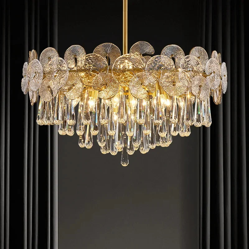 DecorBites™ Lotus Crystal Chandelier: Modern Luxury Lighting for Home, Restaurant, Hotel
