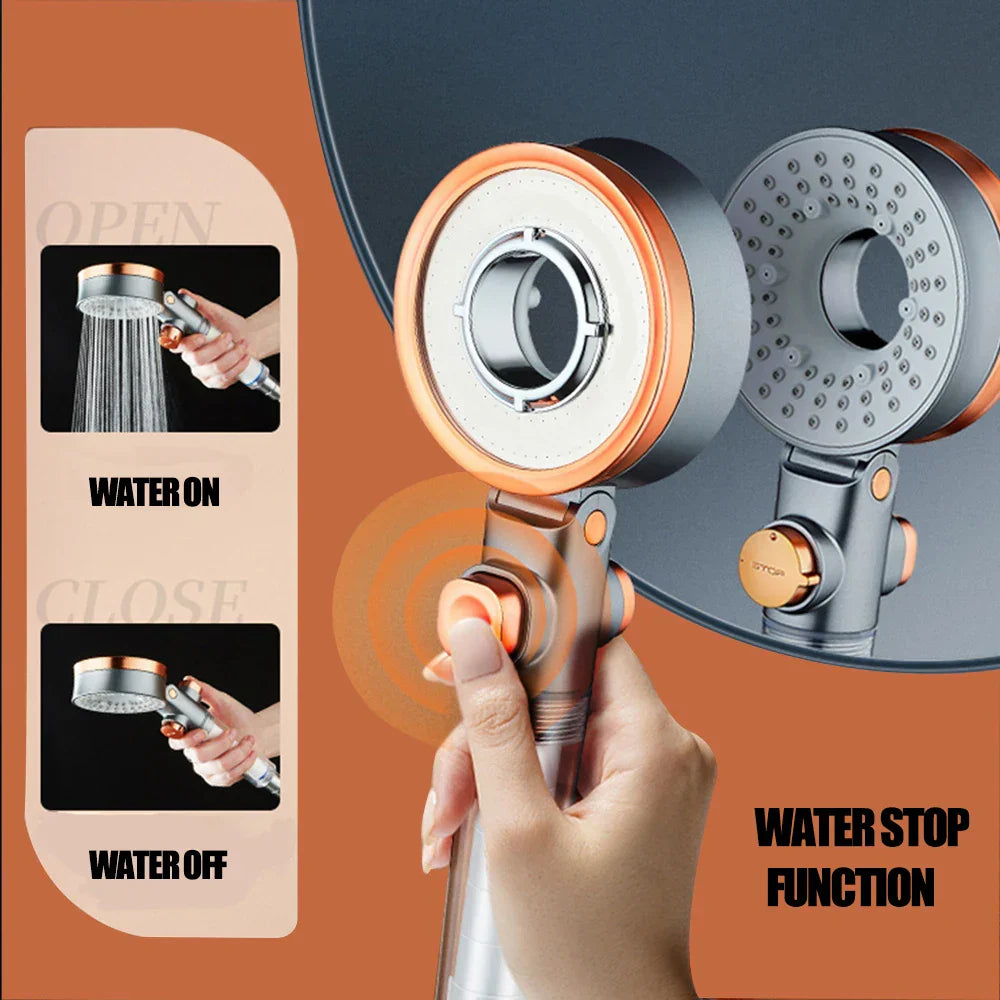 Decorbites™ Duschkopf mit doppelter Seite, 3 Strahlarten und wassersparender Filterung