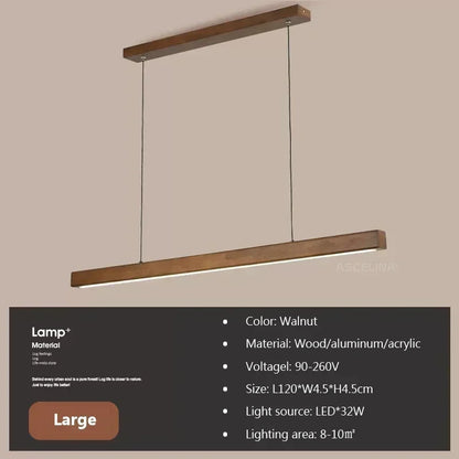 Nordic Linear Wood LED Pendant Light